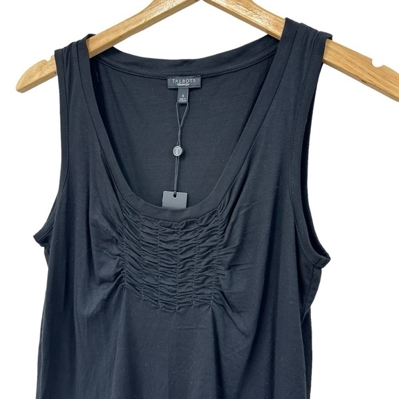 Talbots Black Rushed Loose Fit Tank Top, Small - Picture 1 of 5